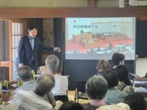 白岡市、野牛地区 渡辺聡一郎県議の県政報告会