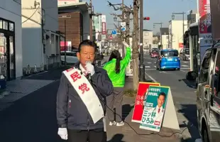 埼玉県久喜市の久喜駅西口にて街頭活動
