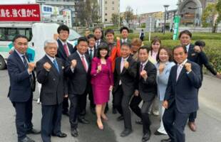 片山さつき財務大臣が梅田修一市長の応援